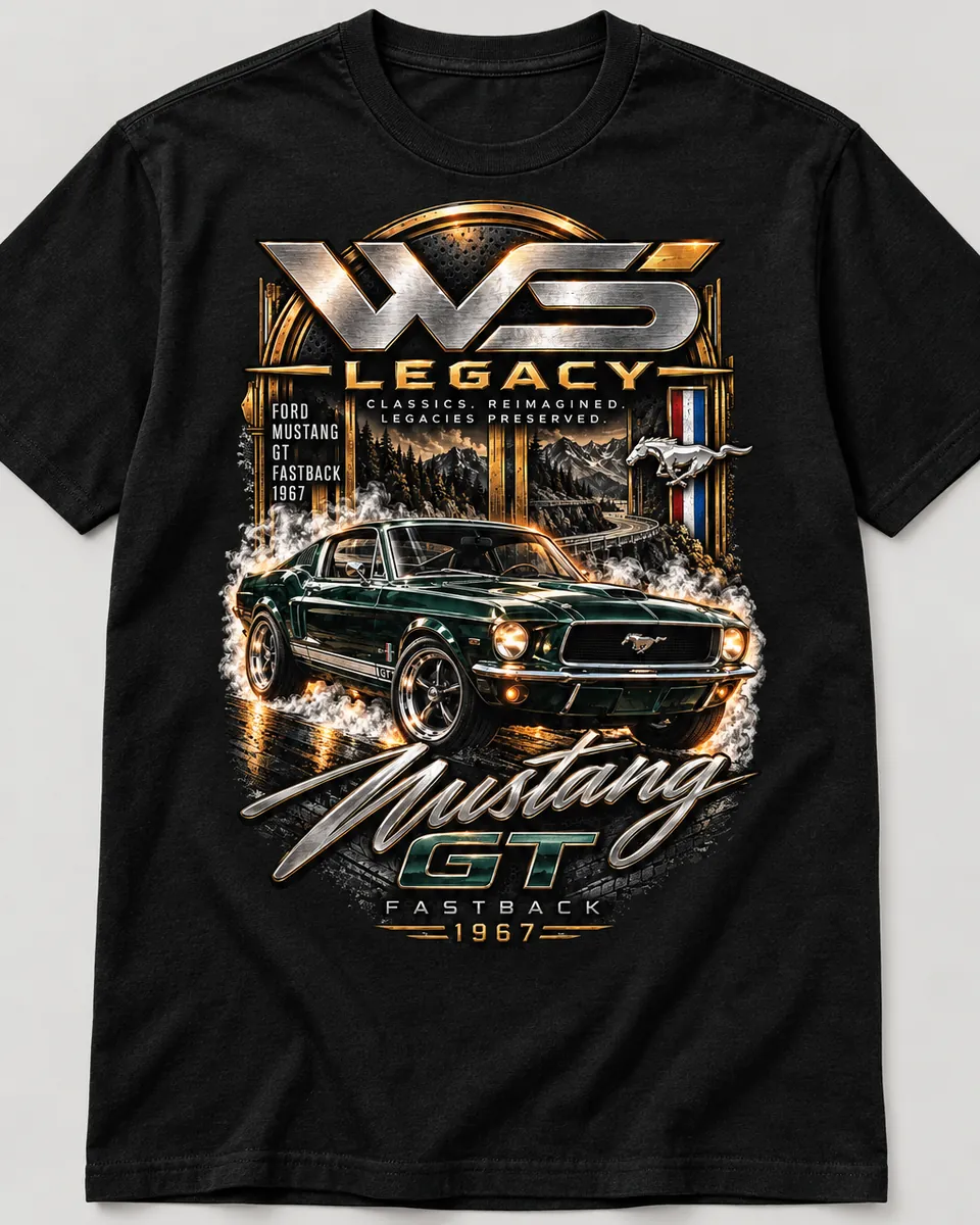 1967 Mustang GT Fastback Chrome T-Shirt