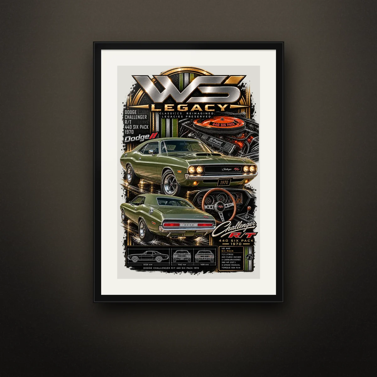 1970 Challenger R/T 440 Six Pack Art Print